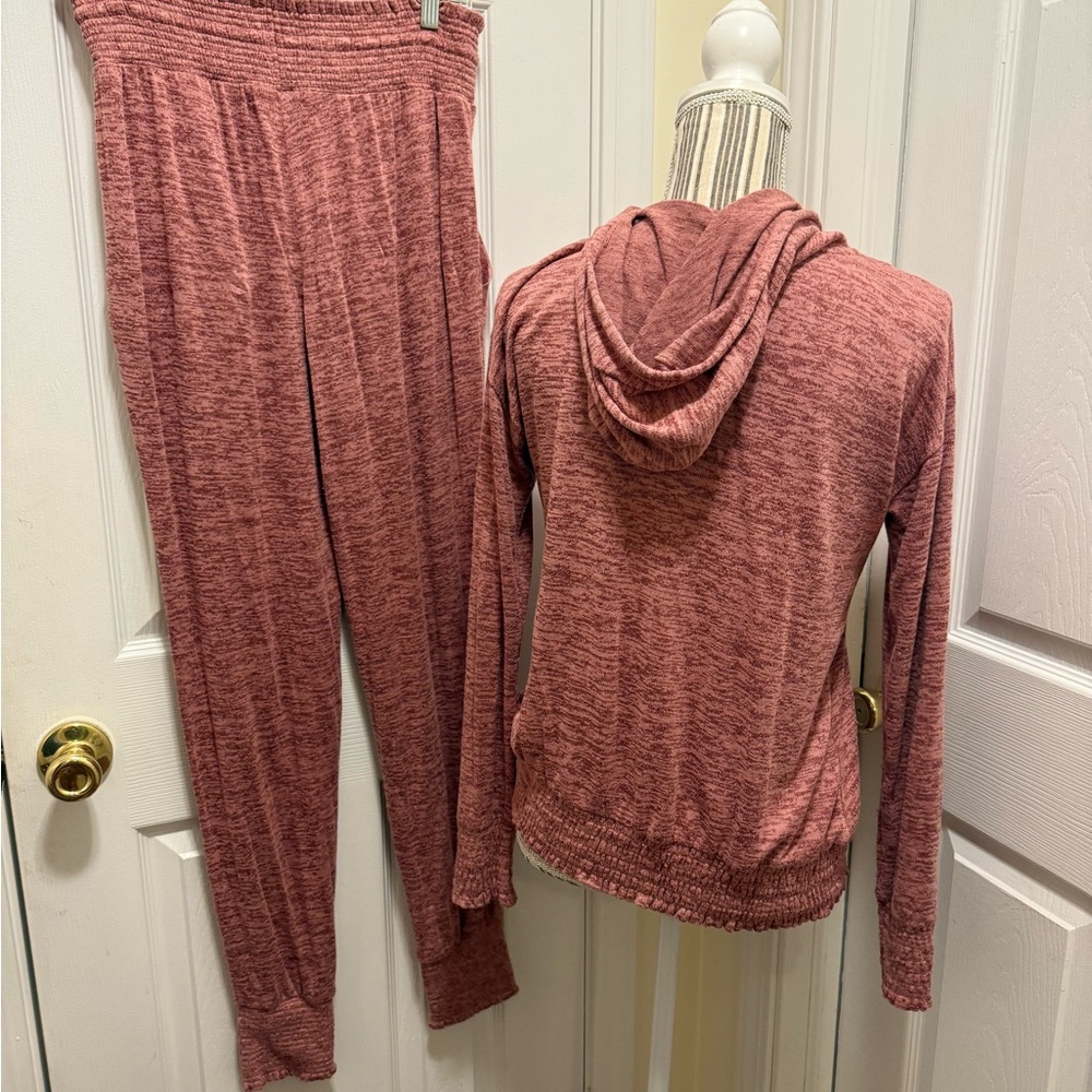 Grace and Lace Smocked Jogger Set Pink Hooded Jacket Pants Set Med top:Lg Bottom - Picture 4 of 9